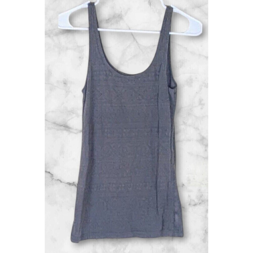 Aerie Womens Dark Gray Tank Top Textured Aztec Medium